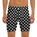 Black And White Polka Dot Pattern Print Men's Long Boxer Briefs