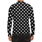 Black And White Polka Dot Pattern Print Men's Long Sleeve Rash Guard