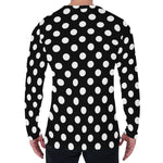 Black And White Polka Dot Pattern Print Men's Long Sleeve T-Shirt