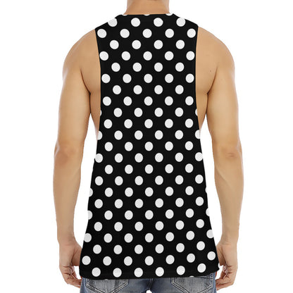 Black And White Polka Dot Pattern Print Men's Muscle Tank Top