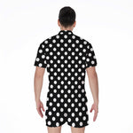 Black And White Polka Dot Pattern Print Men's Rompers