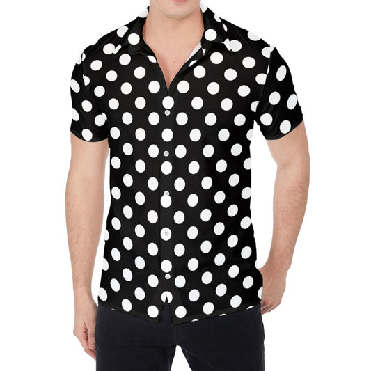 Black And White Polka Dot Pattern Print Men's Shirt