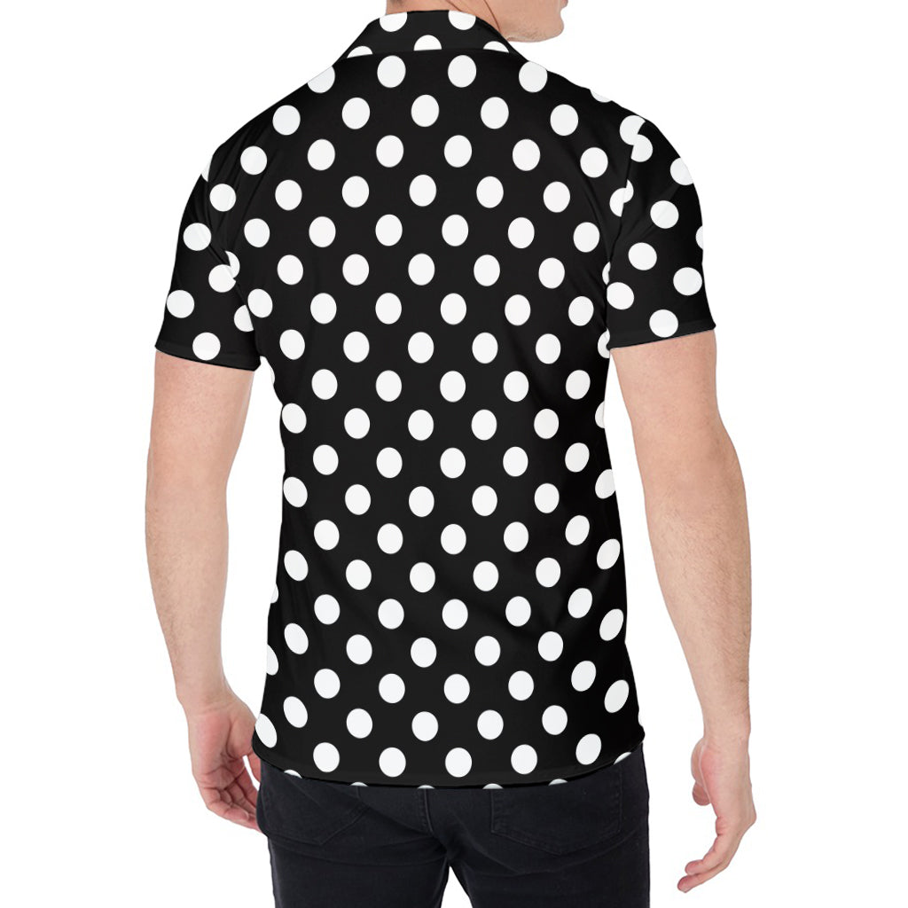 Black And White Polka Dot Pattern Print Men's Shirt