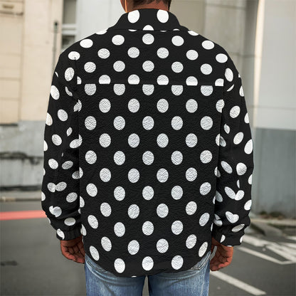 Black And White Polka Dot Pattern Print Men's Shirt Jacket