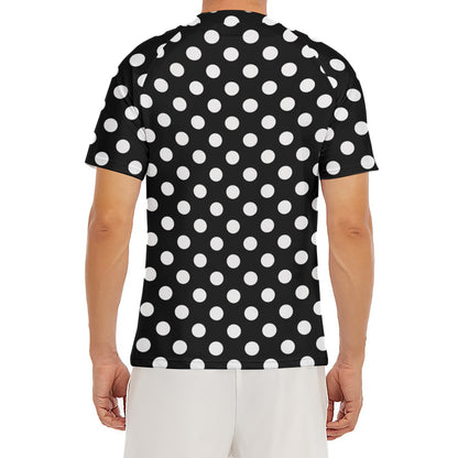 Black And White Polka Dot Pattern Print Men's Short Sleeve Rash Guard