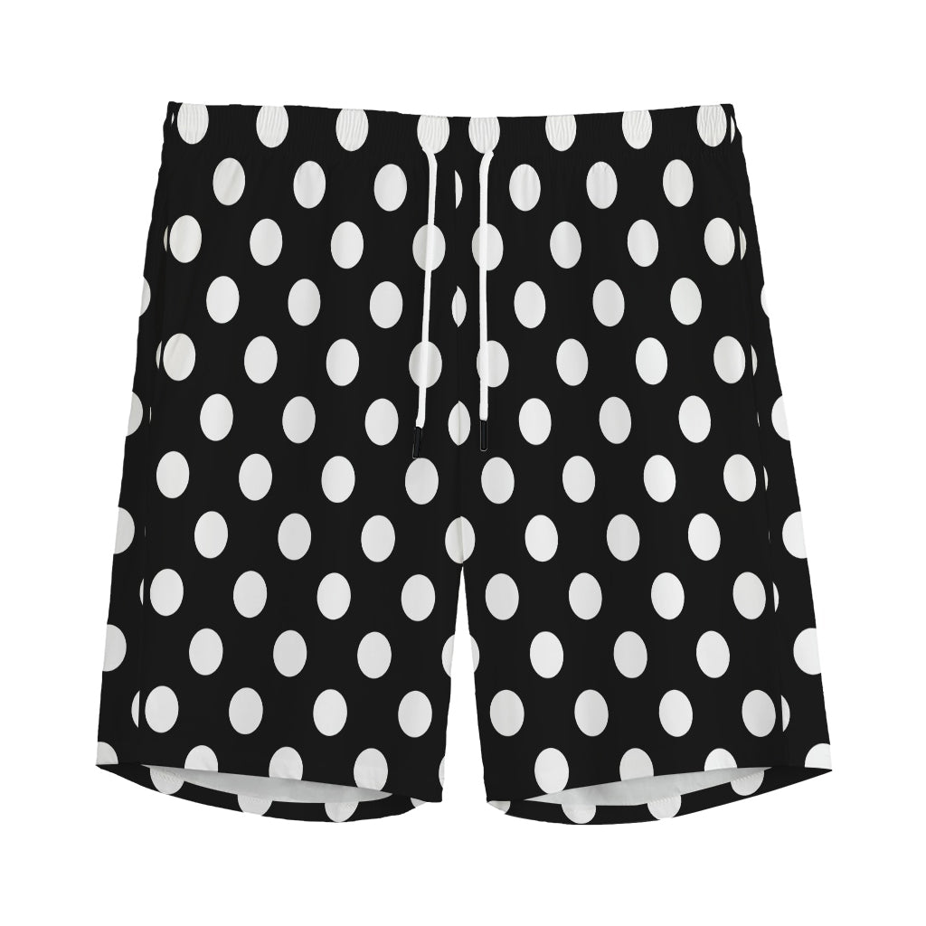 Black And White Polka Dot Pattern Print Men's Sports Shorts