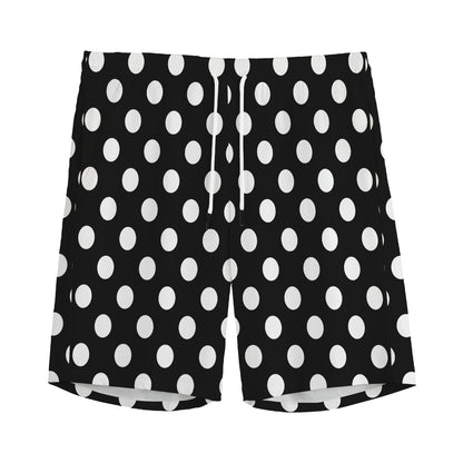 Black And White Polka Dot Pattern Print Men's Sports Shorts