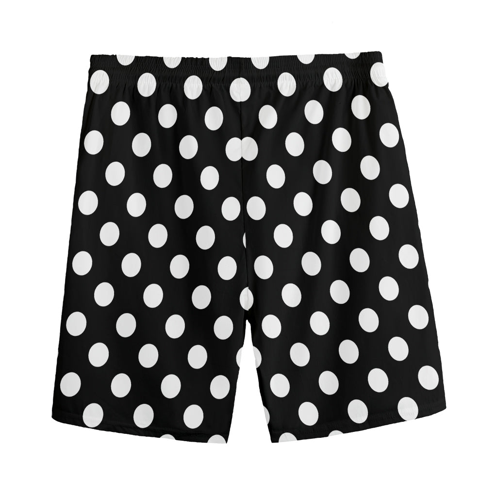 Black And White Polka Dot Pattern Print Men's Sports Shorts