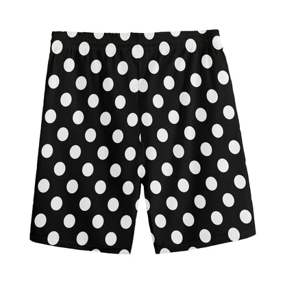 Black And White Polka Dot Pattern Print Men's Sports Shorts