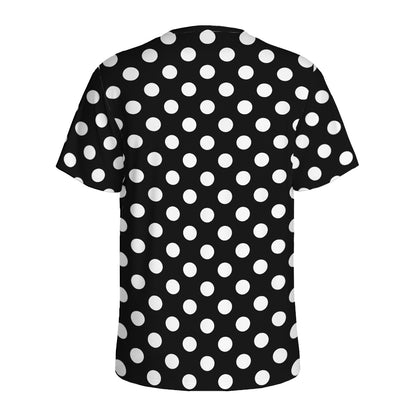 Black And White Polka Dot Pattern Print Men's Sports T-Shirt