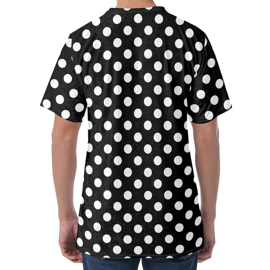 Black And White Polka Dot Pattern Print Men's Velvet T-Shirt