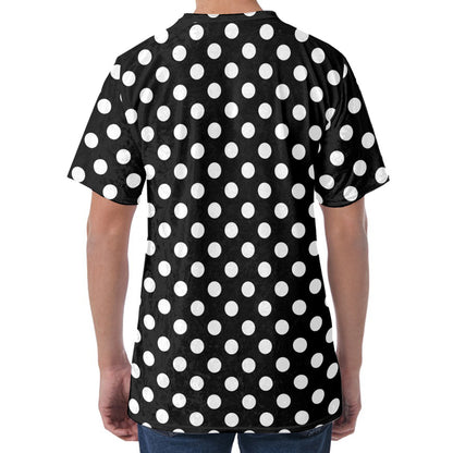 Black And White Polka Dot Pattern Print Men's Velvet T-Shirt