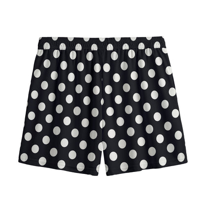 Black And White Polka Dot Pattern Print Mesh Shorts
