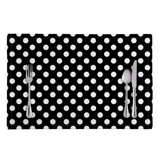 Black And White Polka Dot Pattern Print Placemat