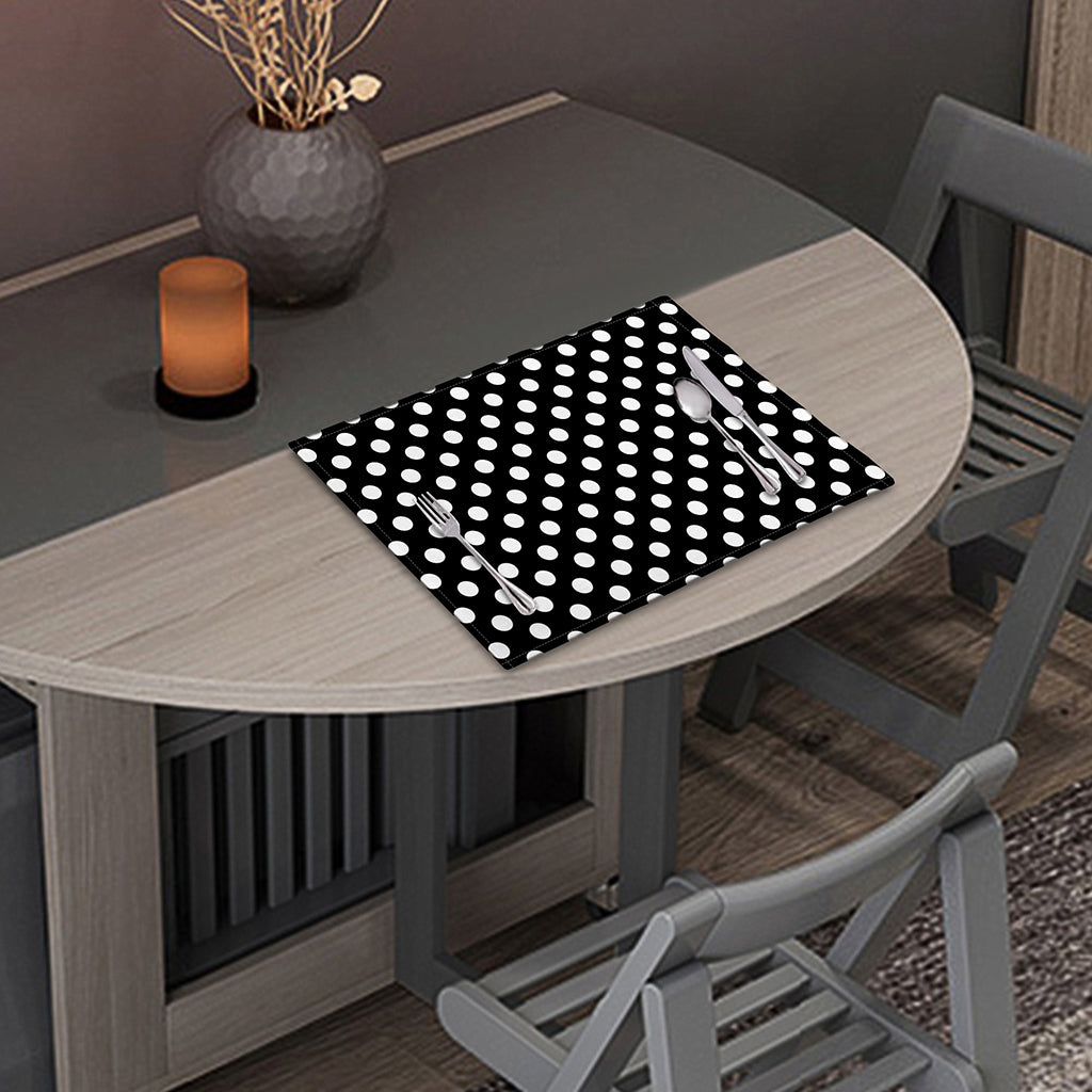 Black And White Polka Dot Pattern Print Placemat