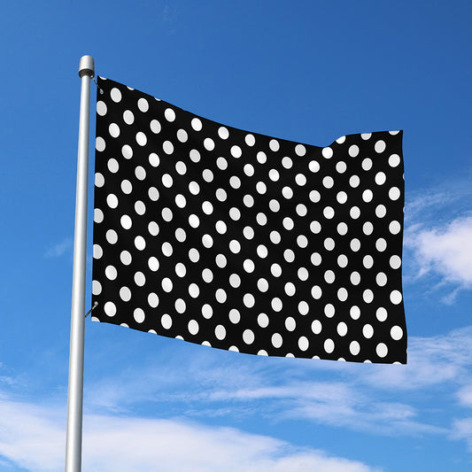 Black And White Polka Dot Pattern Print Polyester Flag