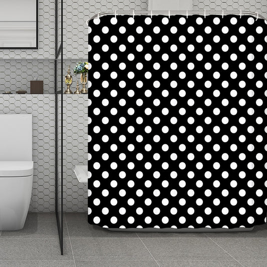 Black And White Polka Dot Pattern Print Polyester Shower Curtain
