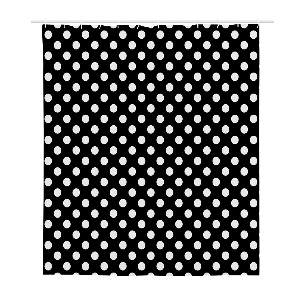 Black And White Polka Dot Pattern Print Polyester Shower Curtain