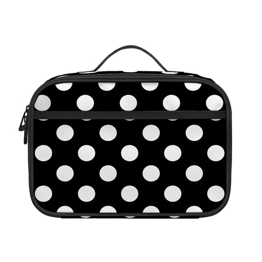 Black And White Polka Dot Pattern Print Portable Lunch Bag