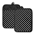 Black And White Polka Dot Pattern Print Pot Holders With Pocket