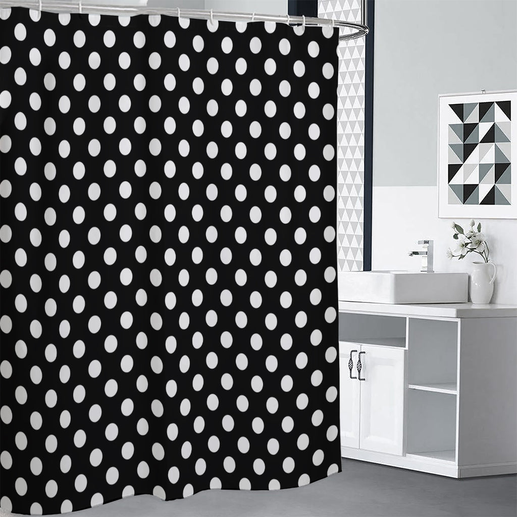 Black And White Polka Dot Pattern Print Premium Shower Curtain