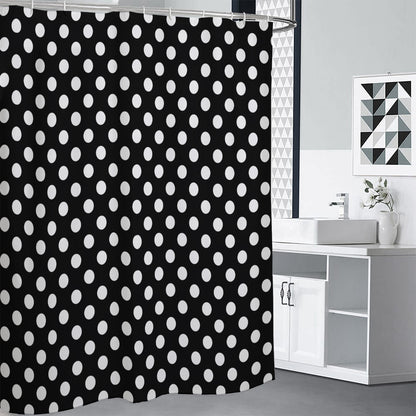 Black And White Polka Dot Pattern Print Premium Shower Curtain