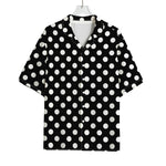 Black And White Polka Dot Pattern Print Rayon Hawaiian Shirt