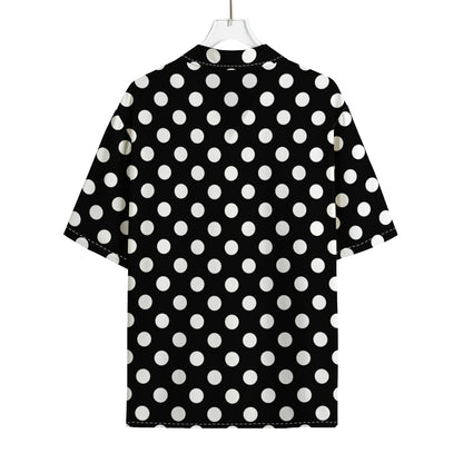 Black And White Polka Dot Pattern Print Rayon Hawaiian Shirt