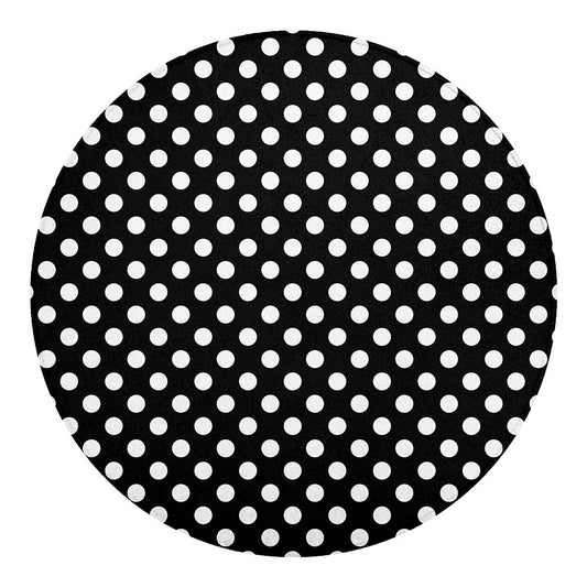 Black And White Polka Dot Pattern Print Round Blanket