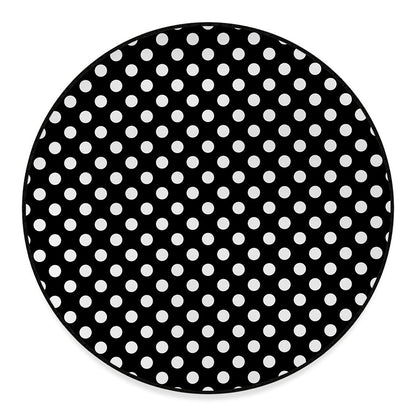 Black And White Polka Dot Pattern Print Round Floor Mat