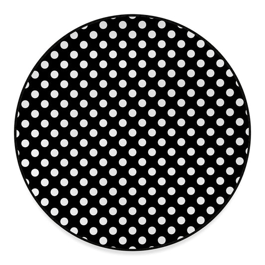 Black And White Polka Dot Pattern Print Round Floor Mat
