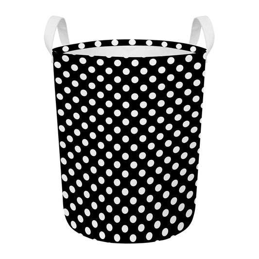 Black And White Polka Dot Pattern Print Round Laundry Basket