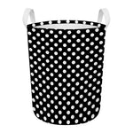Black And White Polka Dot Pattern Print Round Laundry Basket