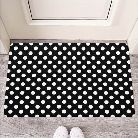 Black And White Polka Dot Pattern Print Rubber Doormat