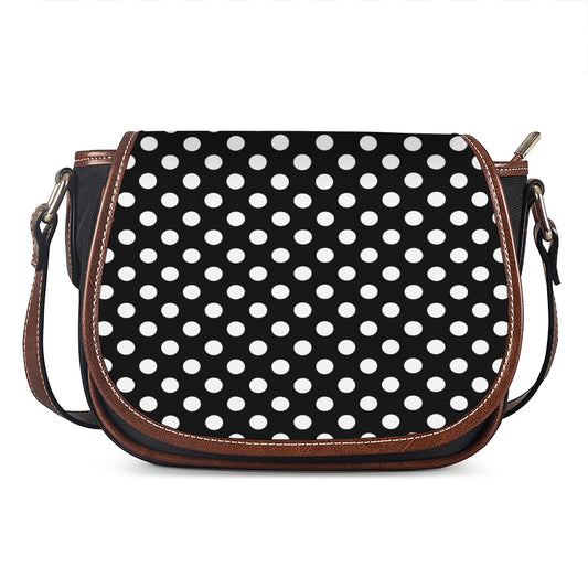 Black And White Polka Dot Pattern Print Saddle Bag
