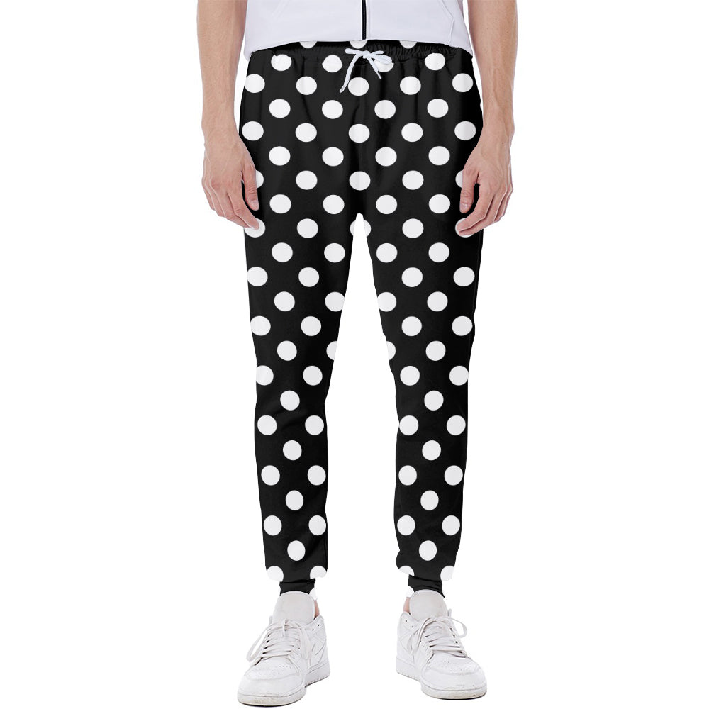 Black And White Polka Dot Pattern Print Scuba Joggers