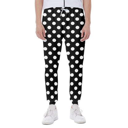 Black And White Polka Dot Pattern Print Scuba Joggers