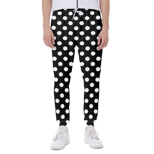 Black And White Polka Dot Pattern Print Scuba Joggers