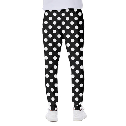 Black And White Polka Dot Pattern Print Scuba Joggers