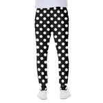 Black And White Polka Dot Pattern Print Scuba Joggers