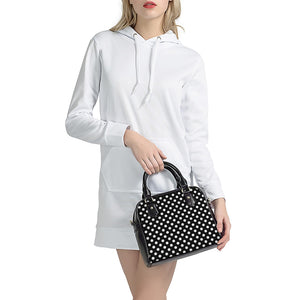 Black And White Polka Dot Pattern Print Shoulder Handbag