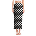Black And White Polka Dot Pattern Print Side Slit Maxi Skirt