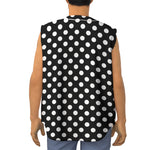 Black And White Polka Dot Pattern Print Sleeveless Baseball Jersey