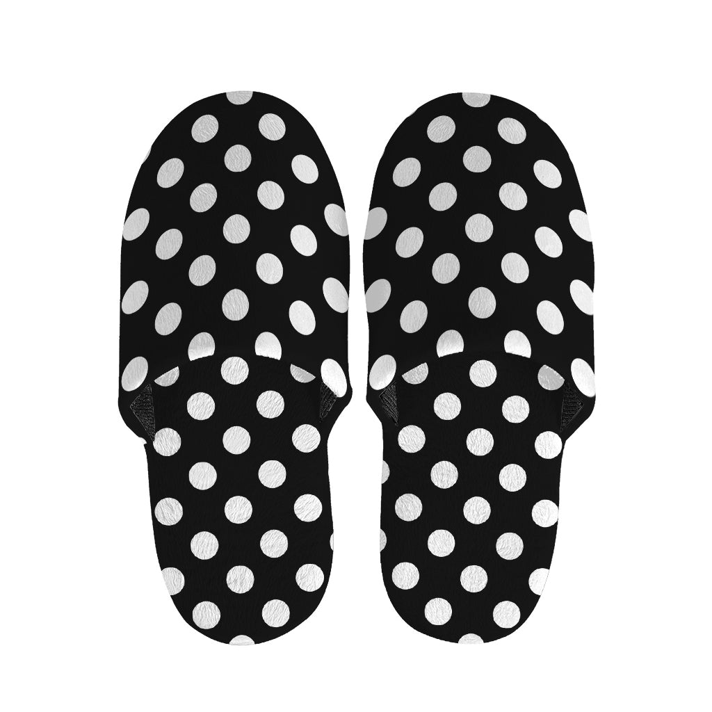 Black And White Polka Dot Pattern Print Slippers