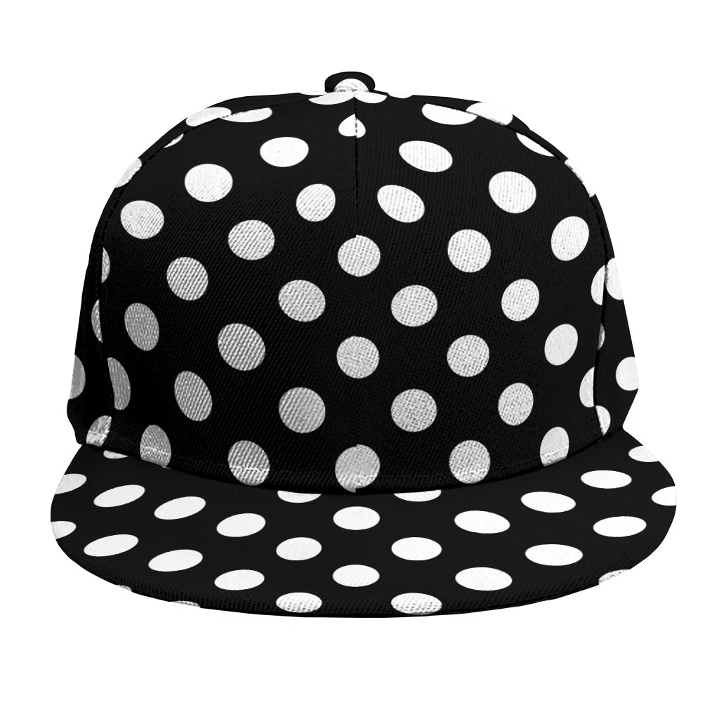 Black And White Polka Dot Pattern Print Snapback Cap