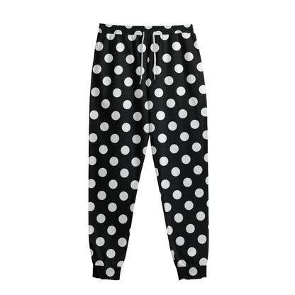 Black And White Polka Dot Pattern Print Sweatpants