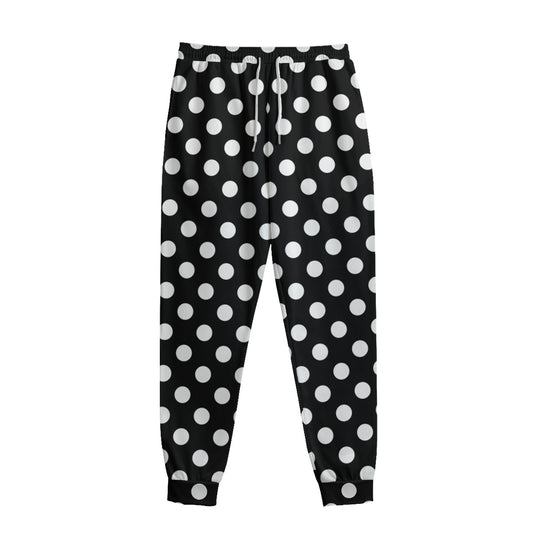 Black And White Polka Dot Pattern Print Sweatpants