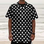 Black And White Polka Dot Pattern Print Textured Short Sleeve Shirt