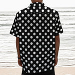 Black And White Polka Dot Pattern Print Textured Short Sleeve Shirt