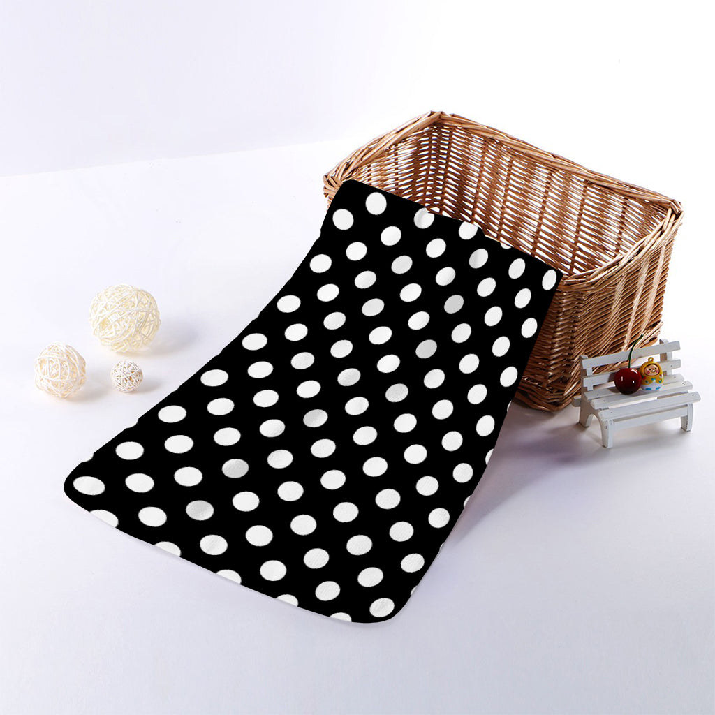 Black And White Polka Dot Pattern Print Towel